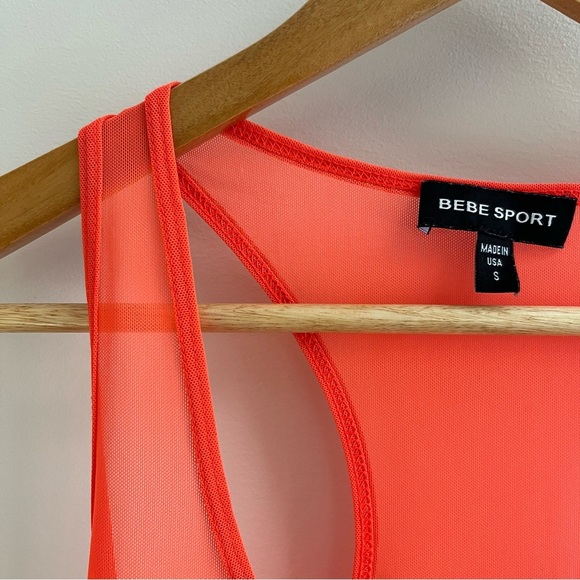 [bebe sport] mesh scoop neck racerback tank top neon orange S - Picture 4 of 5